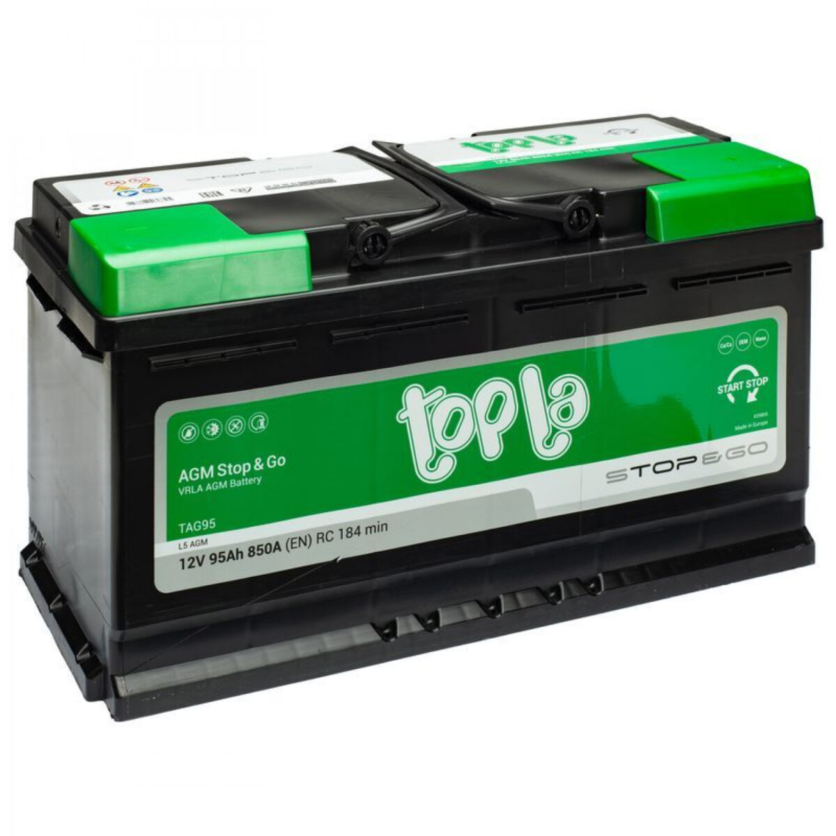 Автомобільний акумулятор Topla AGM 95Ah 850A R+ - Зображення 3