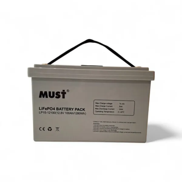 Акумуляторна батарея MUST LiFePO4 LP15-12100 12V 100Ah (1280W*h) Smart BMS, Bluetooth